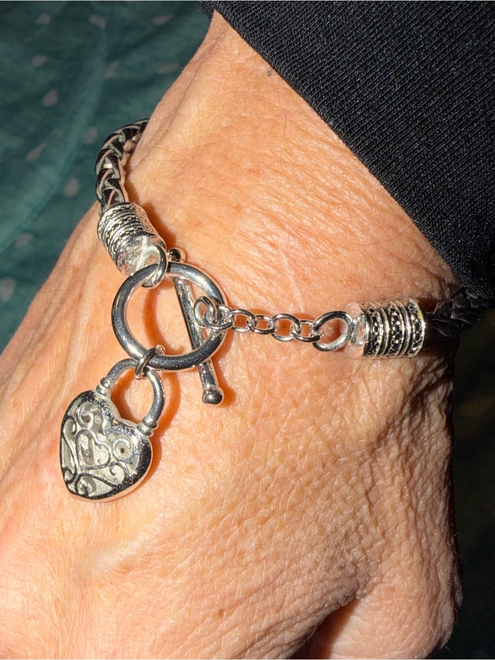 Heart Padlock Toggle Bracelet in Silver. MUST BE BUNDLED